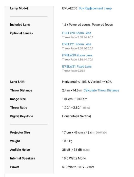 Projetor Panasonic PT-EZ570 - Impecável