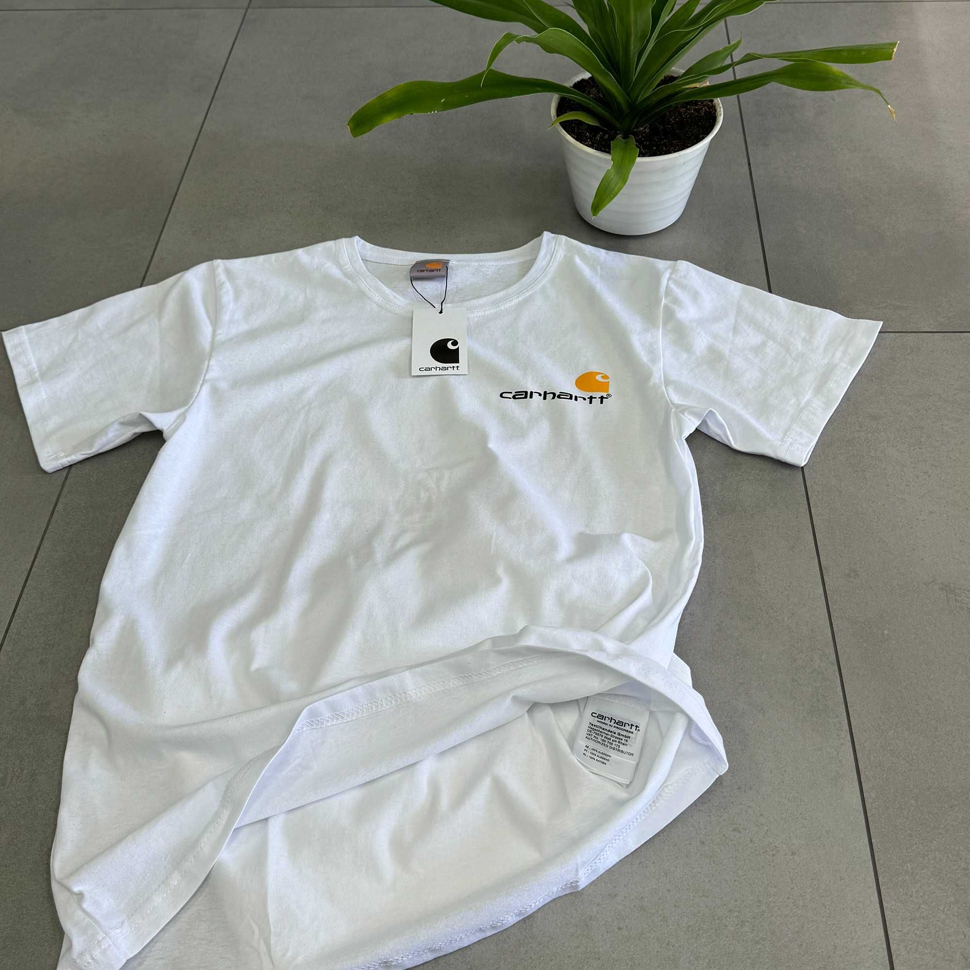 Вінтажна нова футболка Carhartt — Кархарт базова футболка біла принт