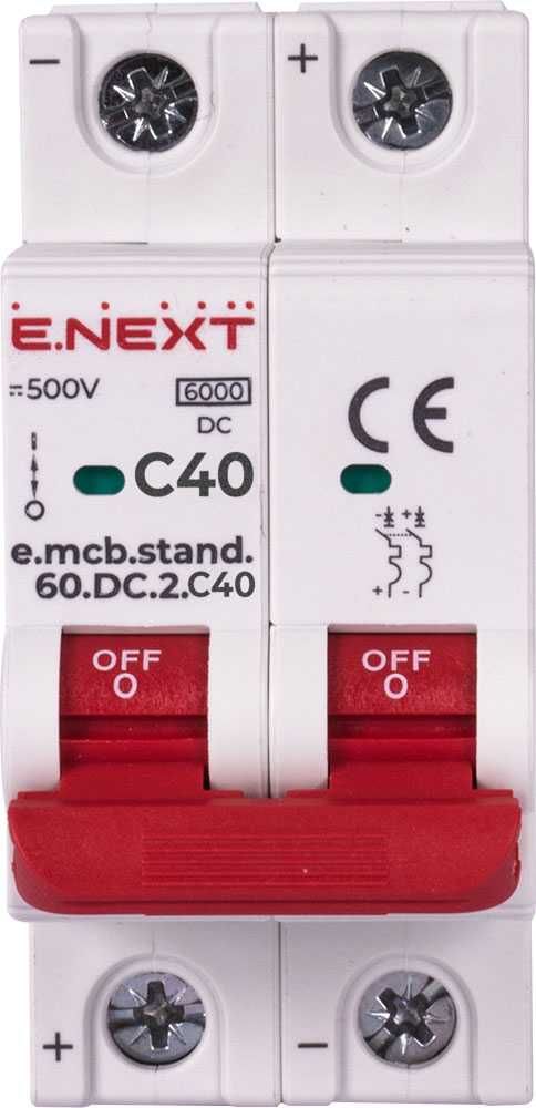 E.NEXT Wyłącznik nadprądowy bezpiecznik DC C40 40A 2p 500V DC 6 kA