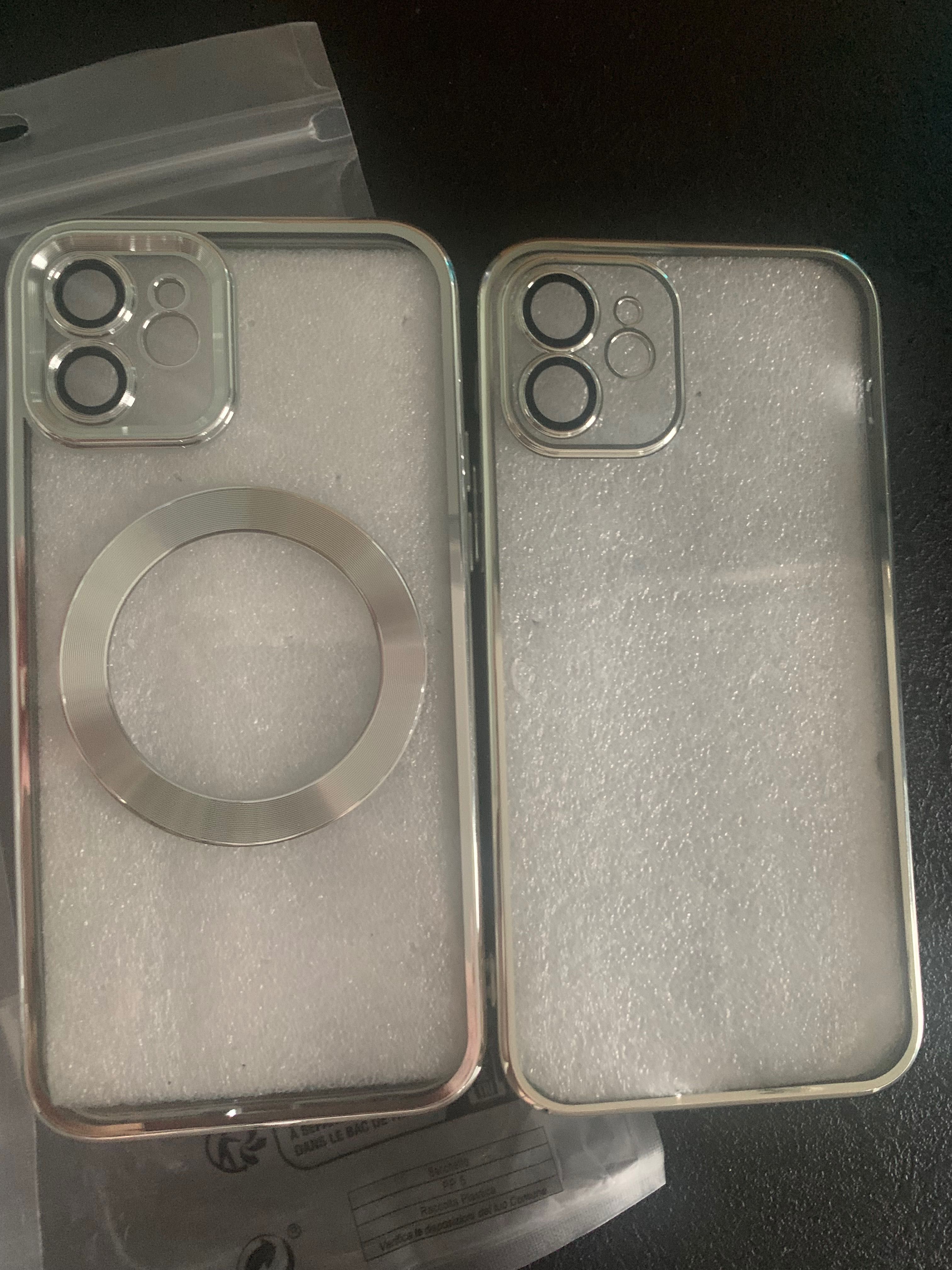 Etui na telefon Iphone 12 srebrne z kołkiem 3 szt