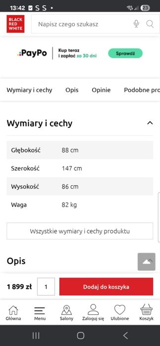 Sofa dwuosobowa rozkładana
