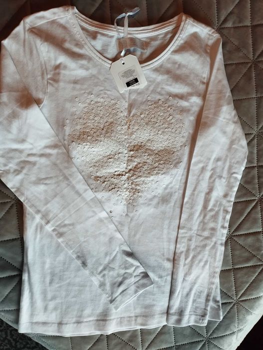 Biała nowa bluzeczka dla dziewczynki  z długim rękawem