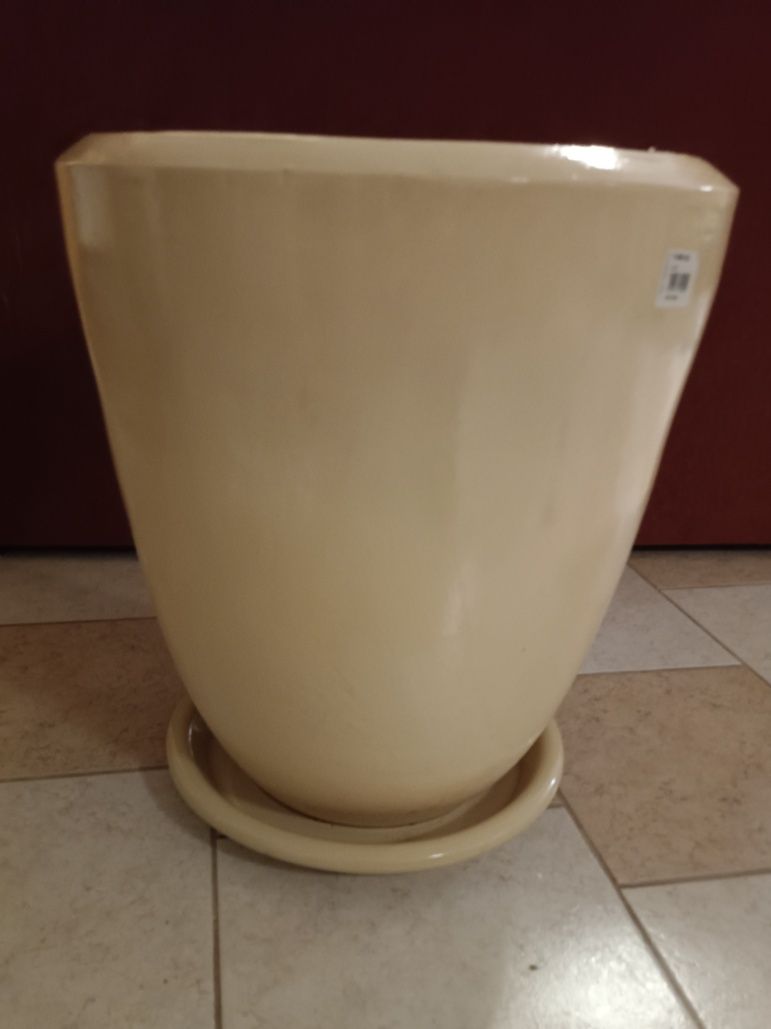 Donica ceramiczna szkliwiona z podstawką