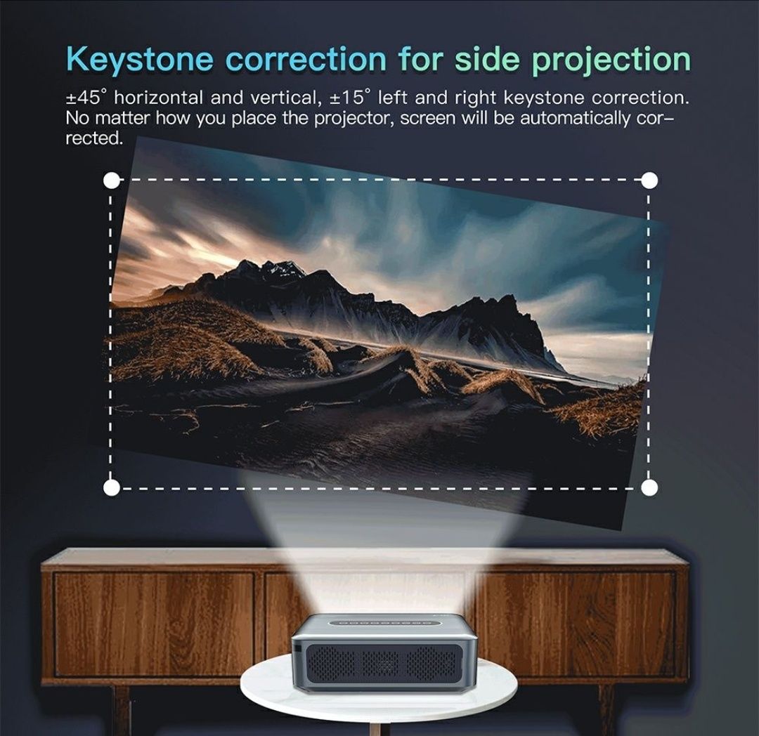 Projetor led Android 12000 lumens + 1080p Nativa REAL + Keystone 4 D