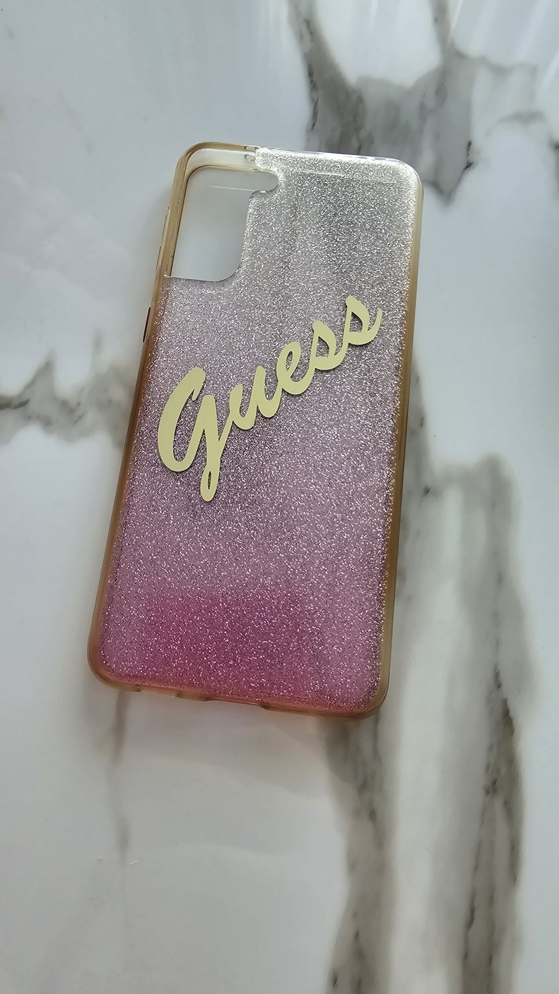 Etui Samsung Galaxy S21+ Plus Case Guess różowe brokat