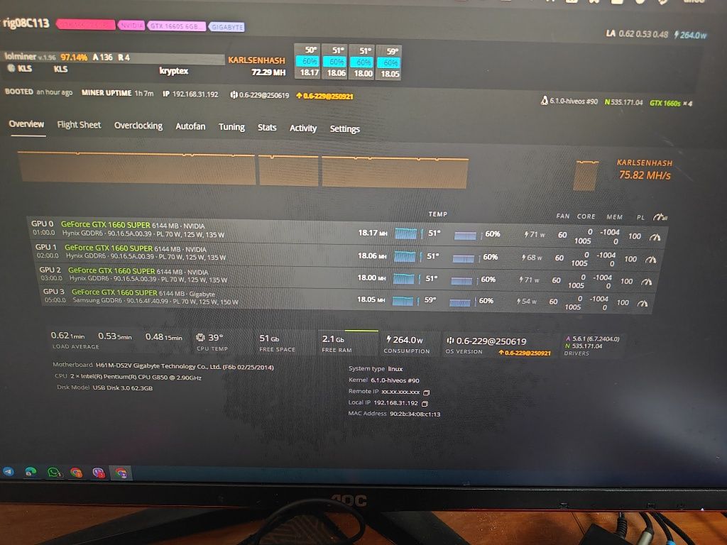Gigabyte + Palit 1660 super