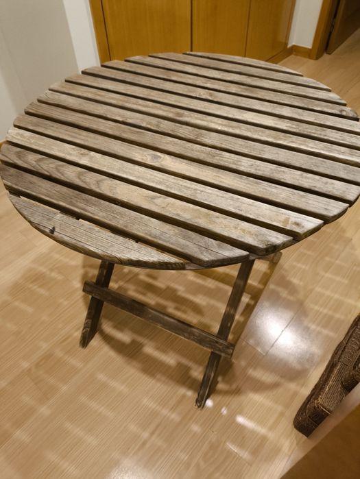 Mesa Redonda Dobrável Madeira - Uso Exterior ou Interior