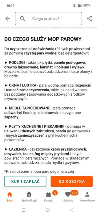 Mop parowy raz użyty