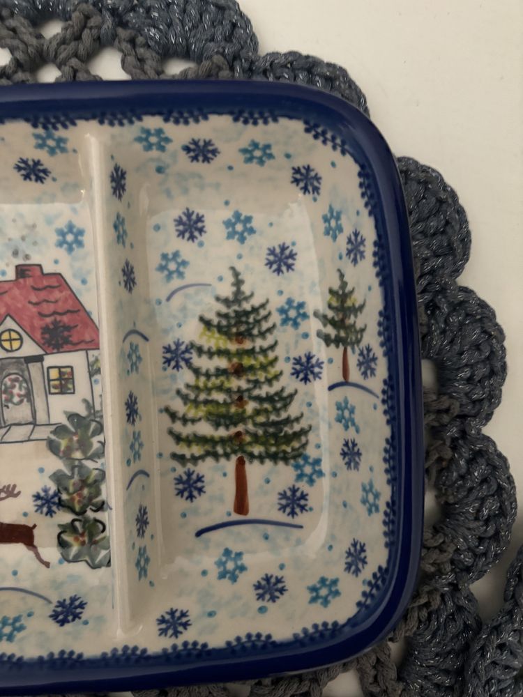 półmisek ceramiczny świąteczny z trzema przegródkam