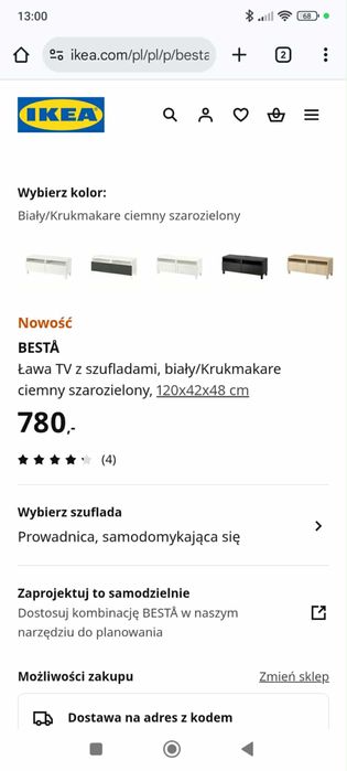 Szafka TV IKEA BESTA zielona 140x42x38