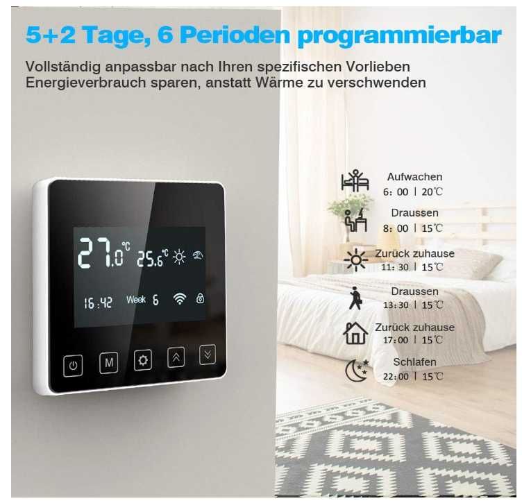 Inteligentny termostat Wifi elektryczne ogrzewanie podłogowe SWAREY