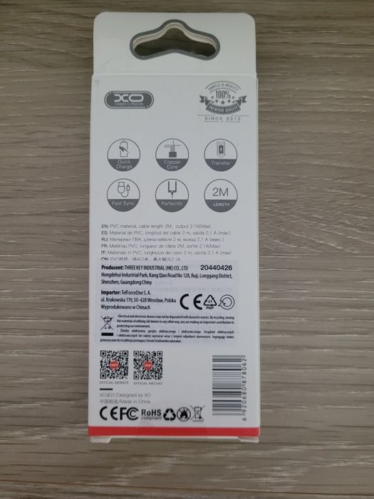Kabel USB C 2 m.