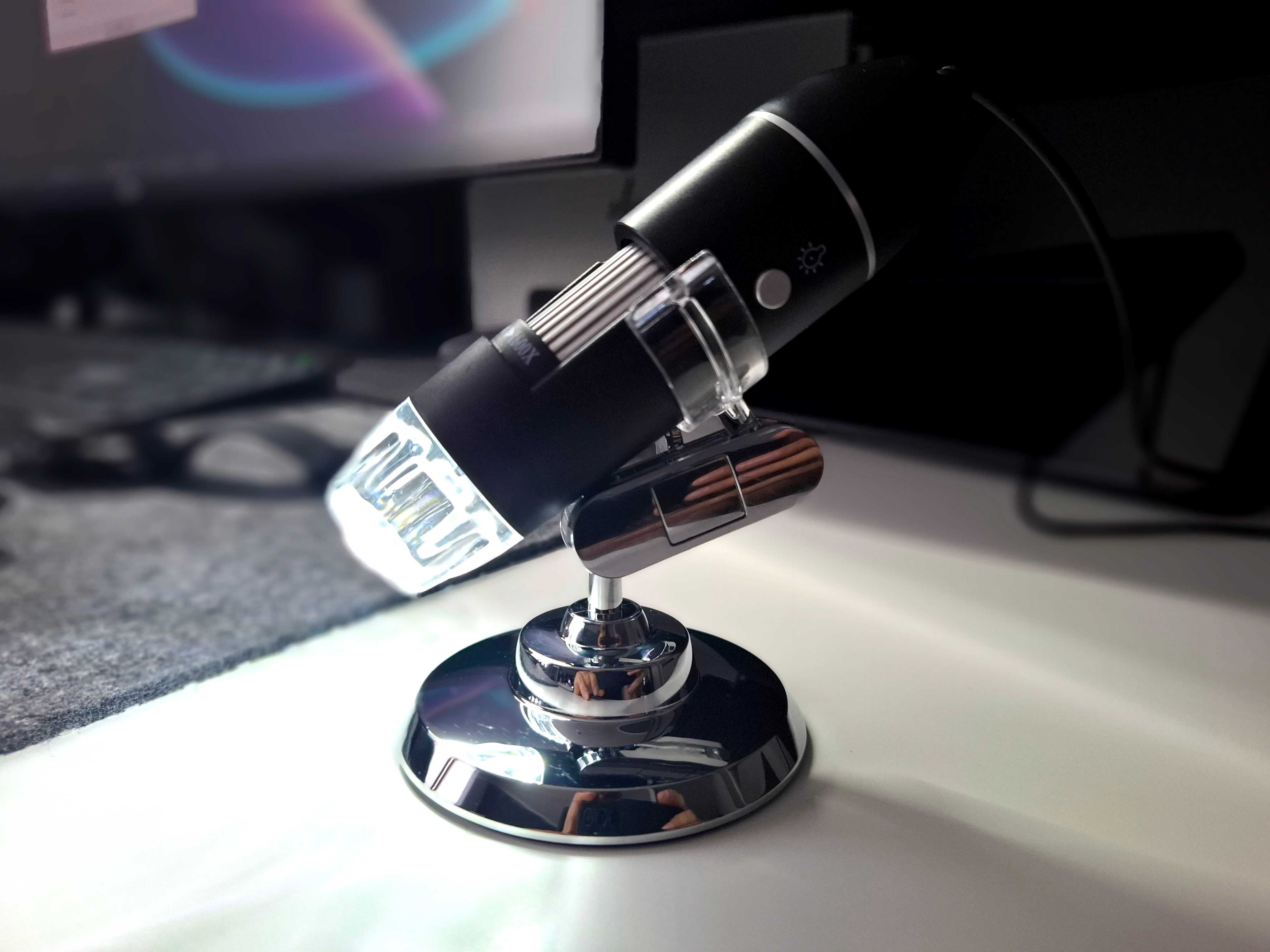 Cyfrowy Mikroskop 1600X 3w1 ze Stojakiem - LED USB/Type-C dla Android