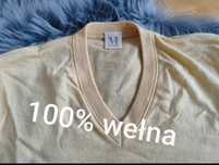 Wełniany masełkowo żółty sweter r.XL