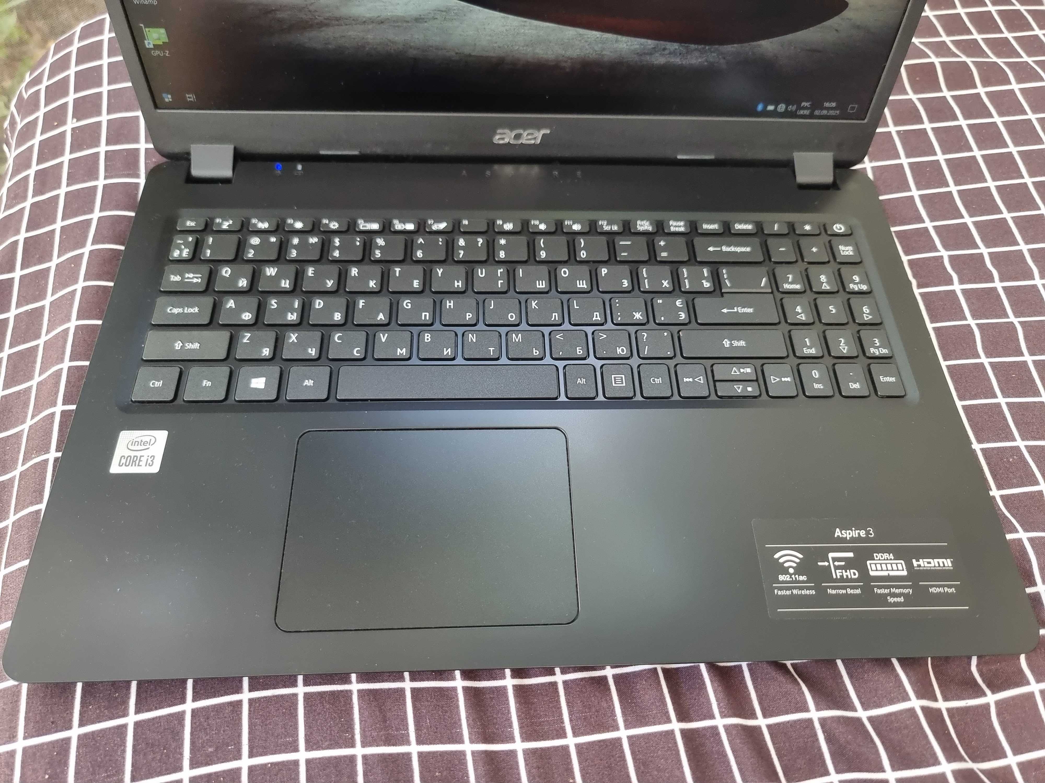 Ноутбук Acer A315/15.6 FHD IPS/Intel core i3-1005G1/8GB DDR4/256 SSD