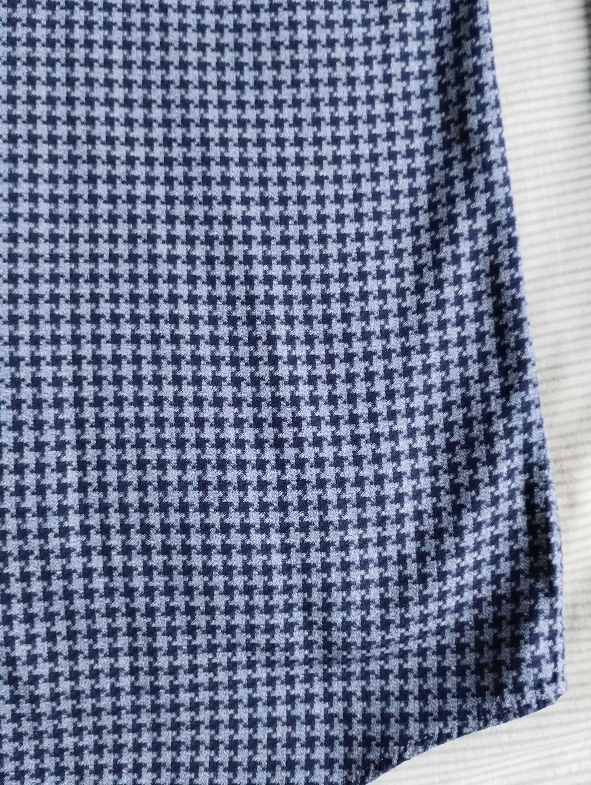 Koszula Vistula w kratę z kołnierzem kryte button-down szaro-granatowa