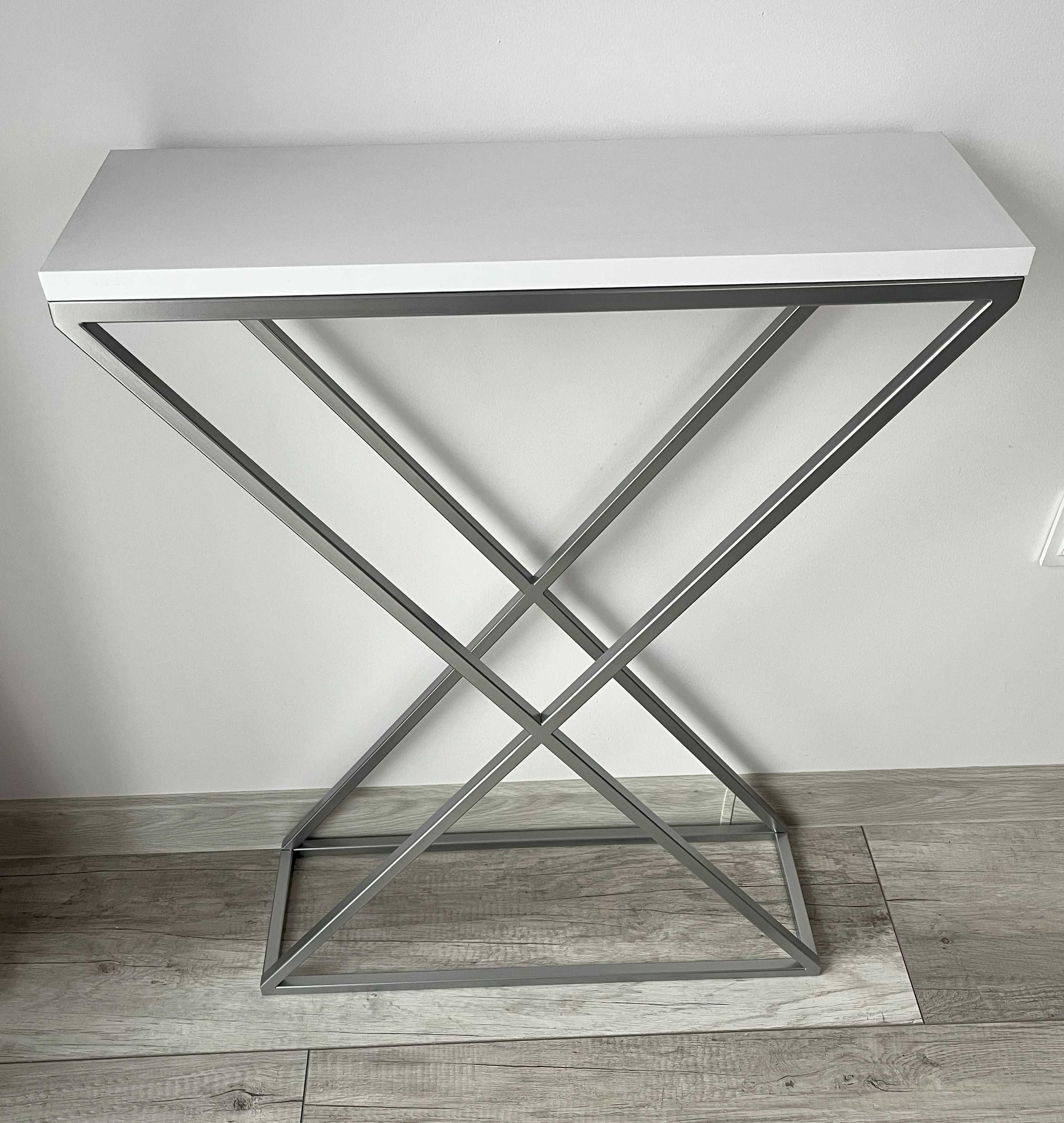Konsola X 60 cm srebrna czarny mat toaletka półka
