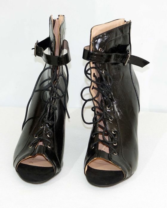 Pole dance ботільони Стілето лакова чорна шкіра, 
розмір EU 40