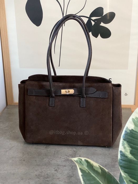 Замшева італійська сумка шопер, тоут. Итальянская замшевая сумка, кожа