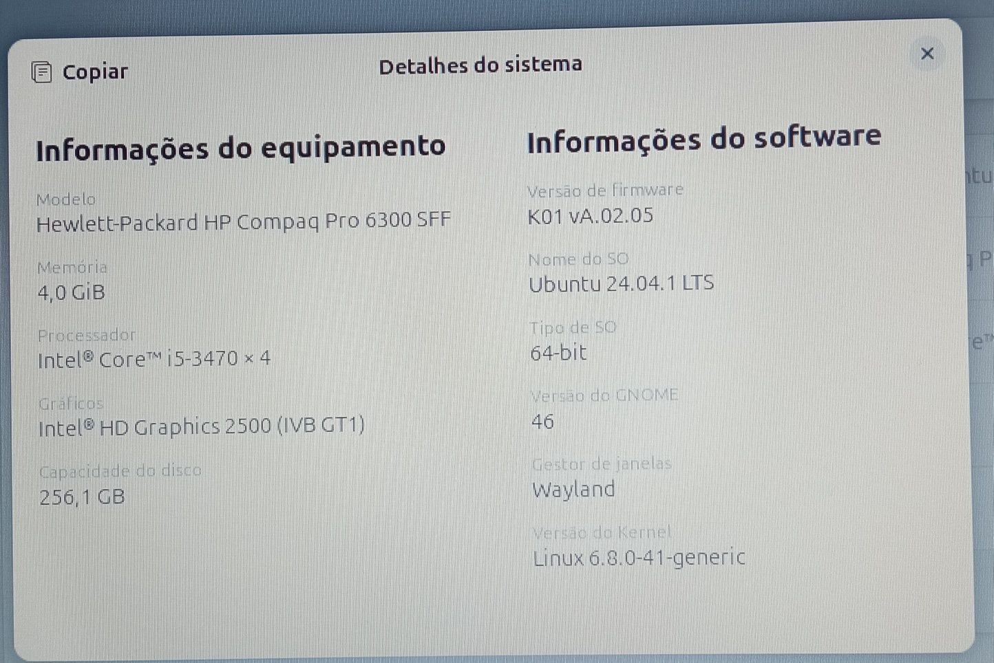Computador HP Compac Pro 6300 SFF