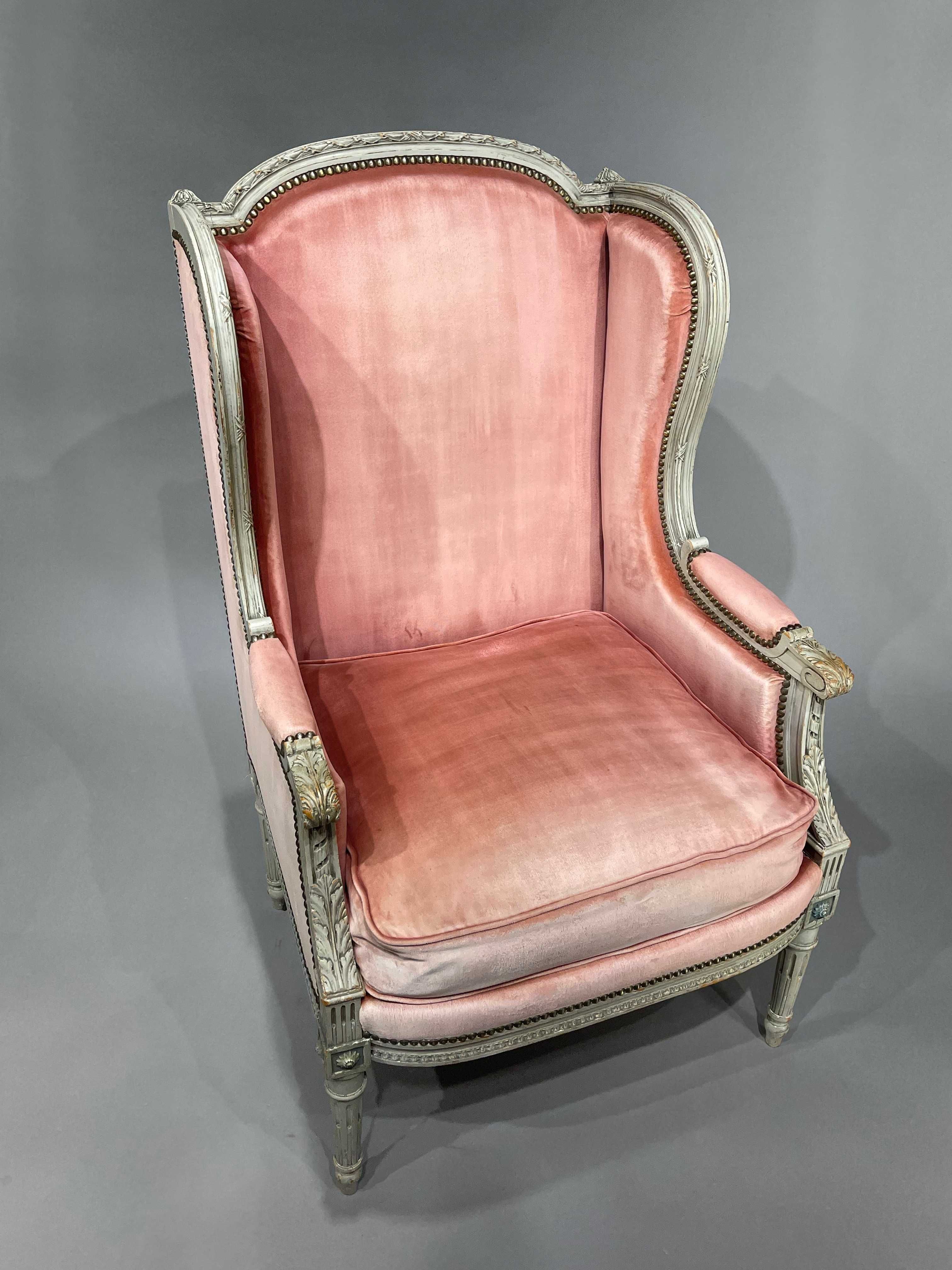 Autentyczny  fotel Berżere   w stylu Ludwik.XVI Francja