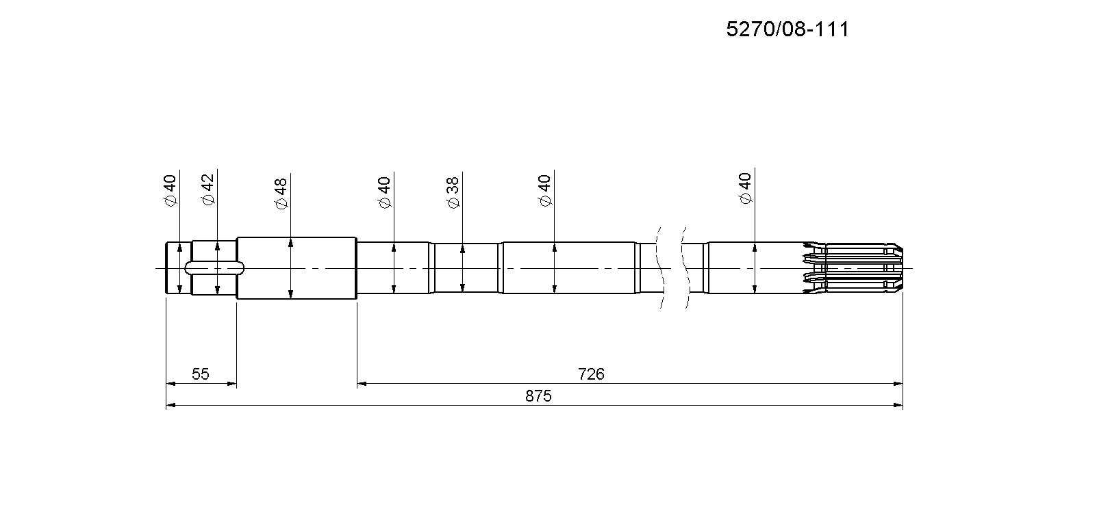 Wałek 5270/08-111 Prasa Sipma Z-276 Z-276-1 Z-279 Z-279/1