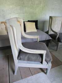 Fotel drewniany uszak kółka salon weranda  loft taras 2 szt 1350 nowy