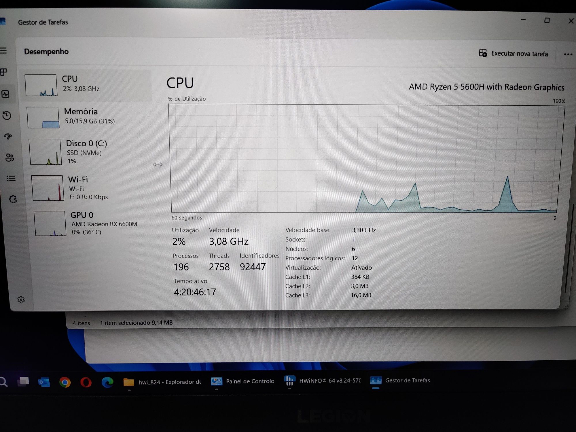 Lenovo Legion 5 15ACH6A Ryzen 5 5600H, 16GB, SSD 512GB, AMD 6600M 8GB