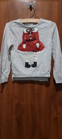 Sweterek świąteczny, cekiny H&M 98-104, 2-4 lat