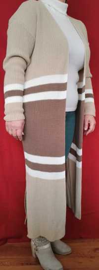 Długi kardigan/rozpięty sweter