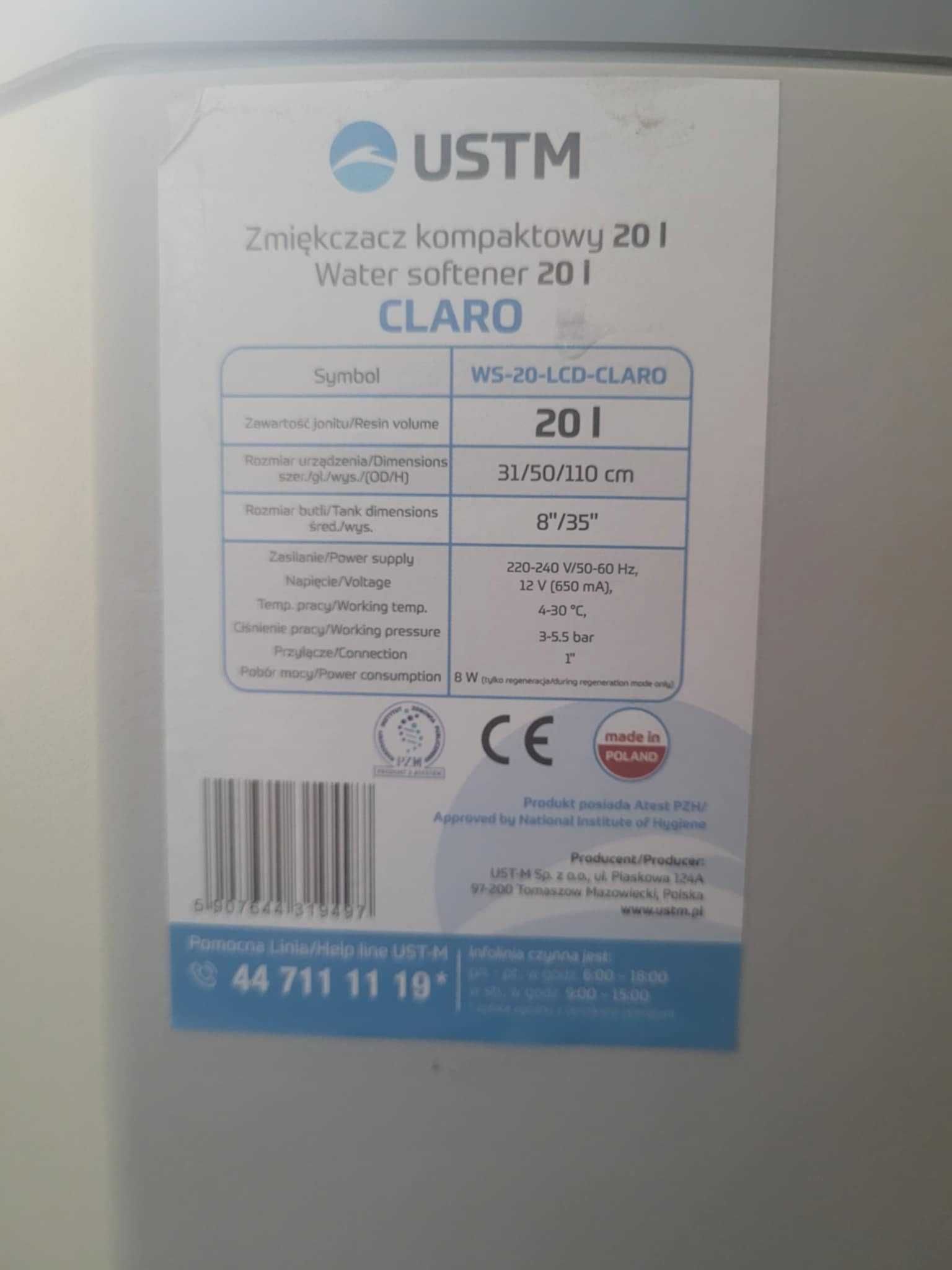 Zmiękczacz uzdatniacz wody USTM Claro WS-20