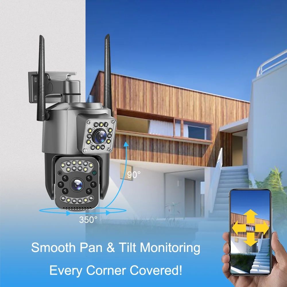 Podwójna kamera zewnętrzna obrotowa 12V PTZ 4MPX ZOOM WIFI ONVIF