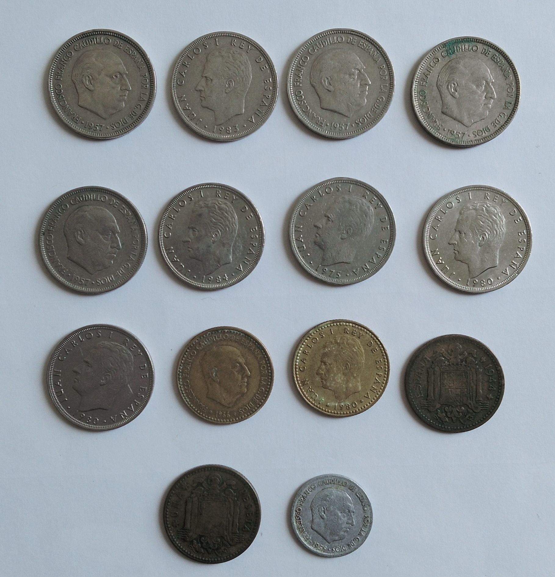 Conjunto 14 moedas Espanha antigas vários anos