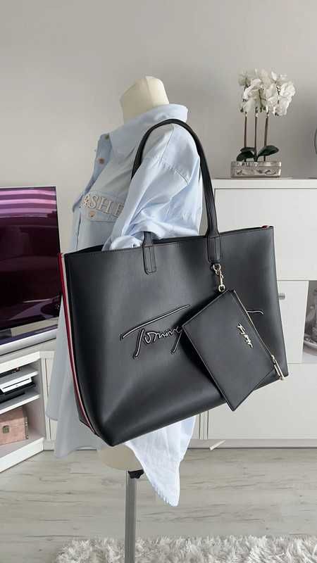 Czarna torba shopper Tommy Hilfinger