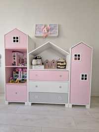 Zestaw meble dla dziewczynki domki różowe 3 elementy