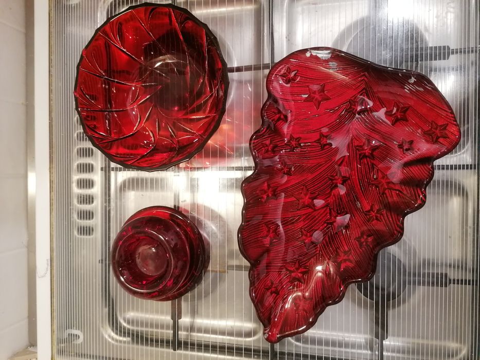 Talerzyk choinka, miseczka, świecznik, podstawka, czerwone