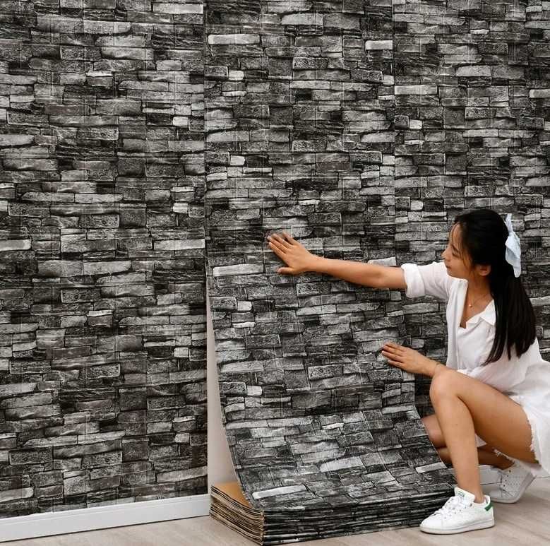 Nowe PANELE 3D Ścienne Samoprzylepne Szara Cegła Tapeta (WYPRZEDAŻ)