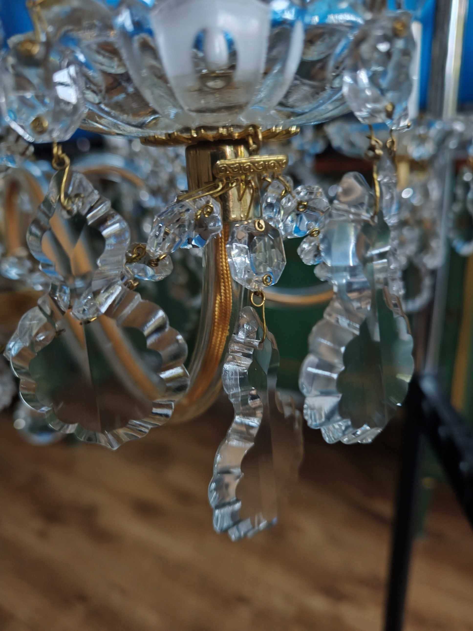 Lampa wisząca, żyrandol kryształowy, metal
