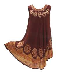 Haftowana Sukienka na Ramiączkach Asymetryczna z Indii na Lato