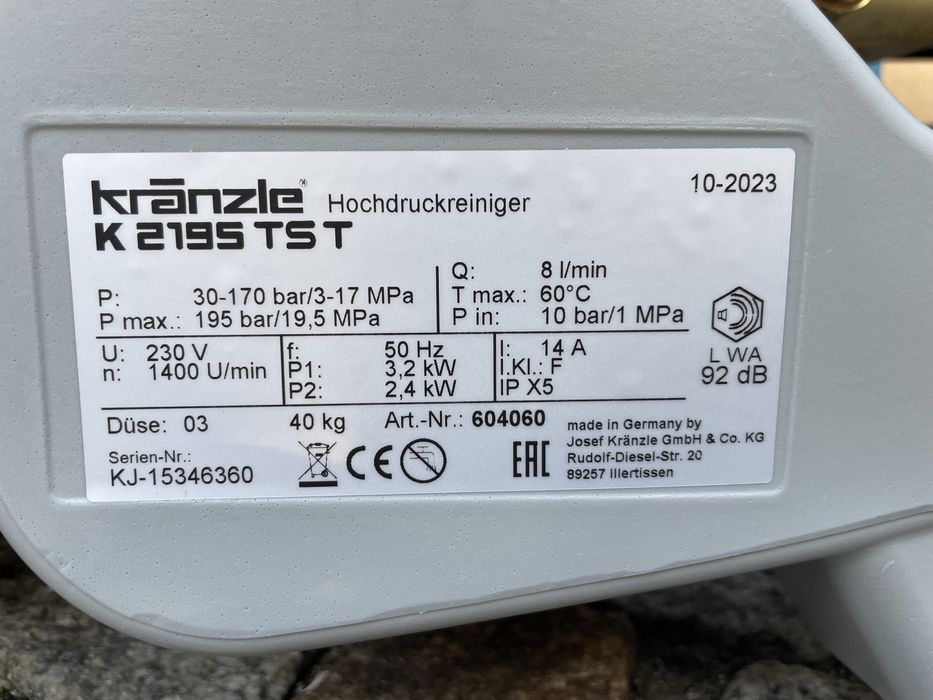 KRANZLE 2195 TST myjka ciśnieniowa NOWA !