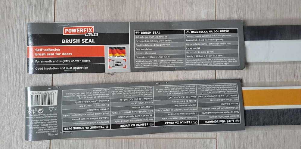 Dwie NOWE samoprzylepne listwy szczotki pod drzwi 100cm/(2.5+2)cm