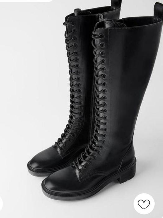 Високі чоботи zara на шнурках