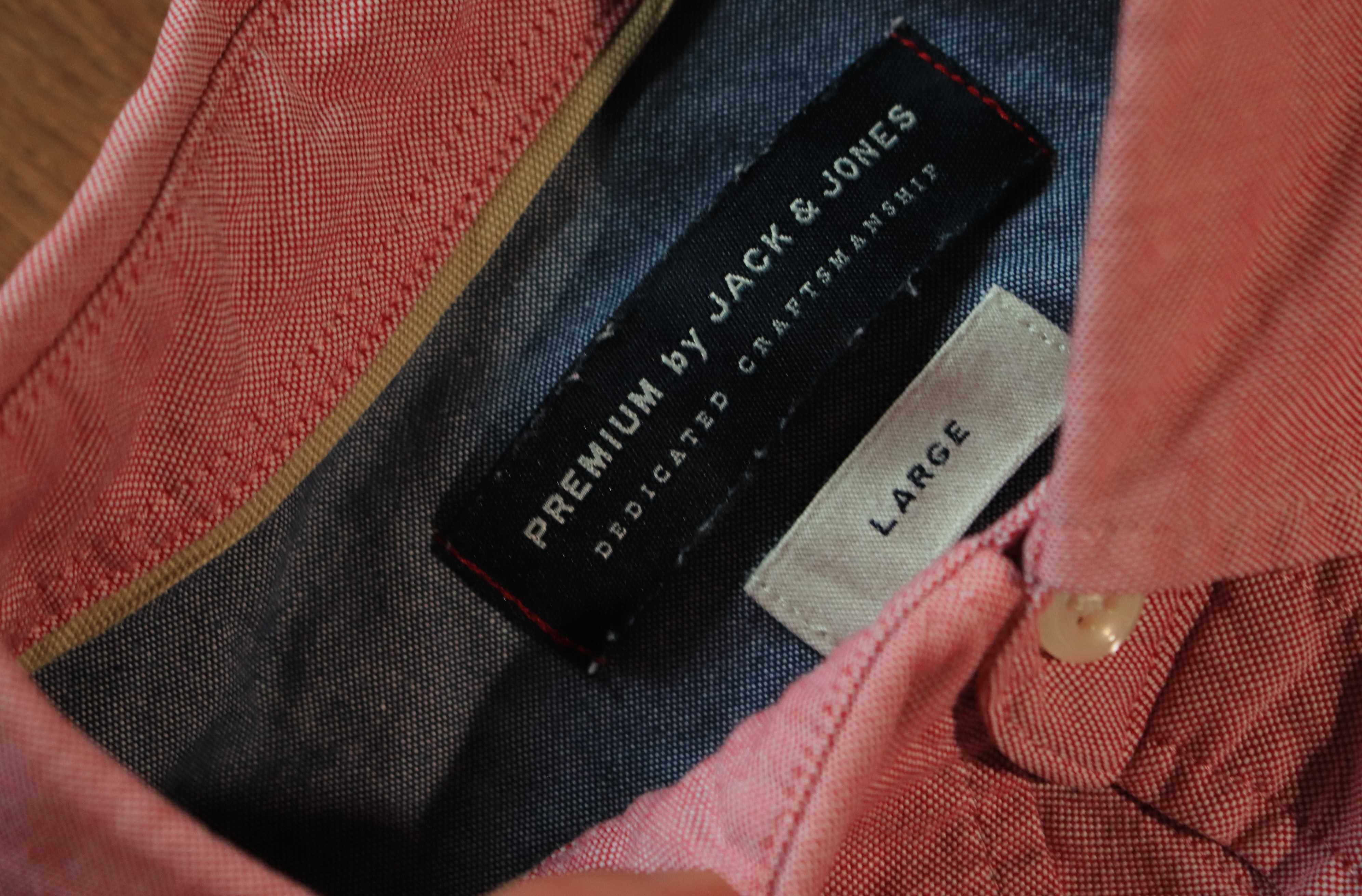 Koszula Jack and Jones r. L różowa dł. rękaw bawełniana męska
