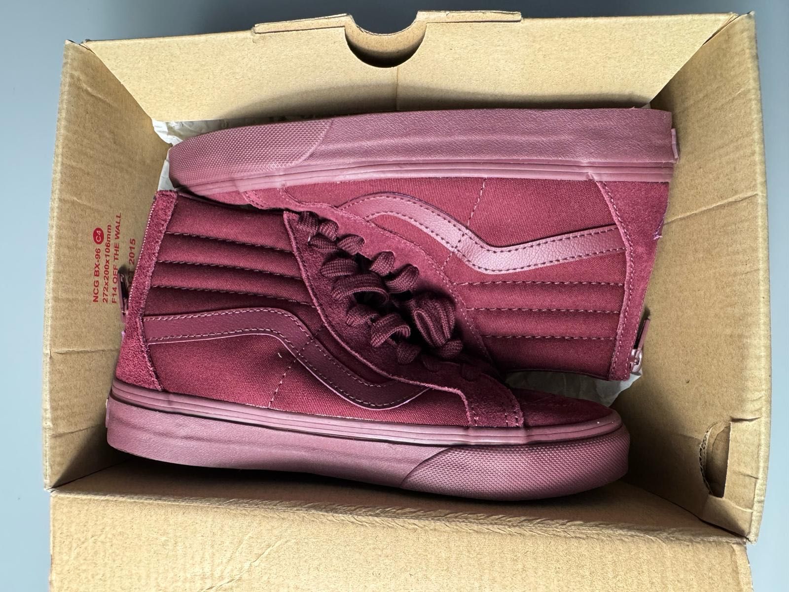 Nowe sneakersy VANS SK8-Hi Reissue Zip bordowe 35