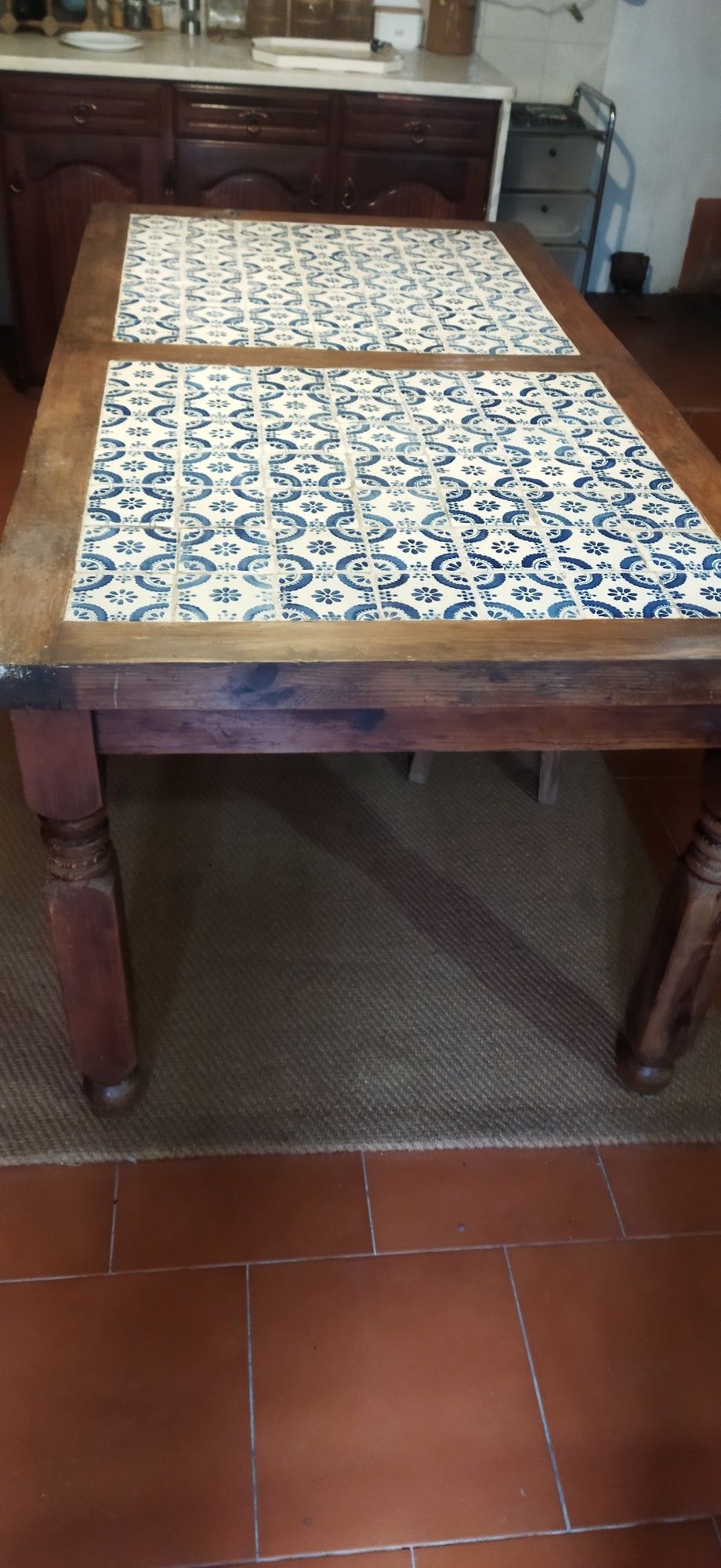 Mesa mexicana com azulejos + 6 cadeiras