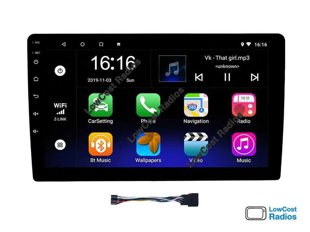 Rádio ANDROID • 1 DIN - 2 DIN Universal 9'' • GPS USB BT • Ficha ISO