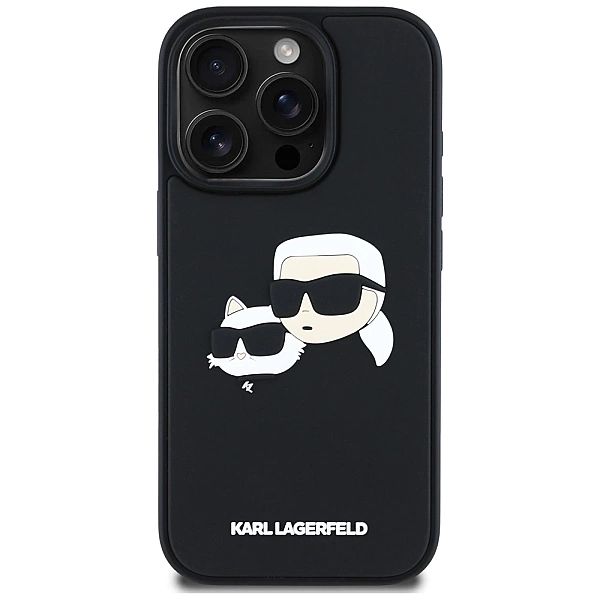 Etui Karl Lagerfeld HC 3D Rubber Double Heads na iPhone 16 Pro - czarn
