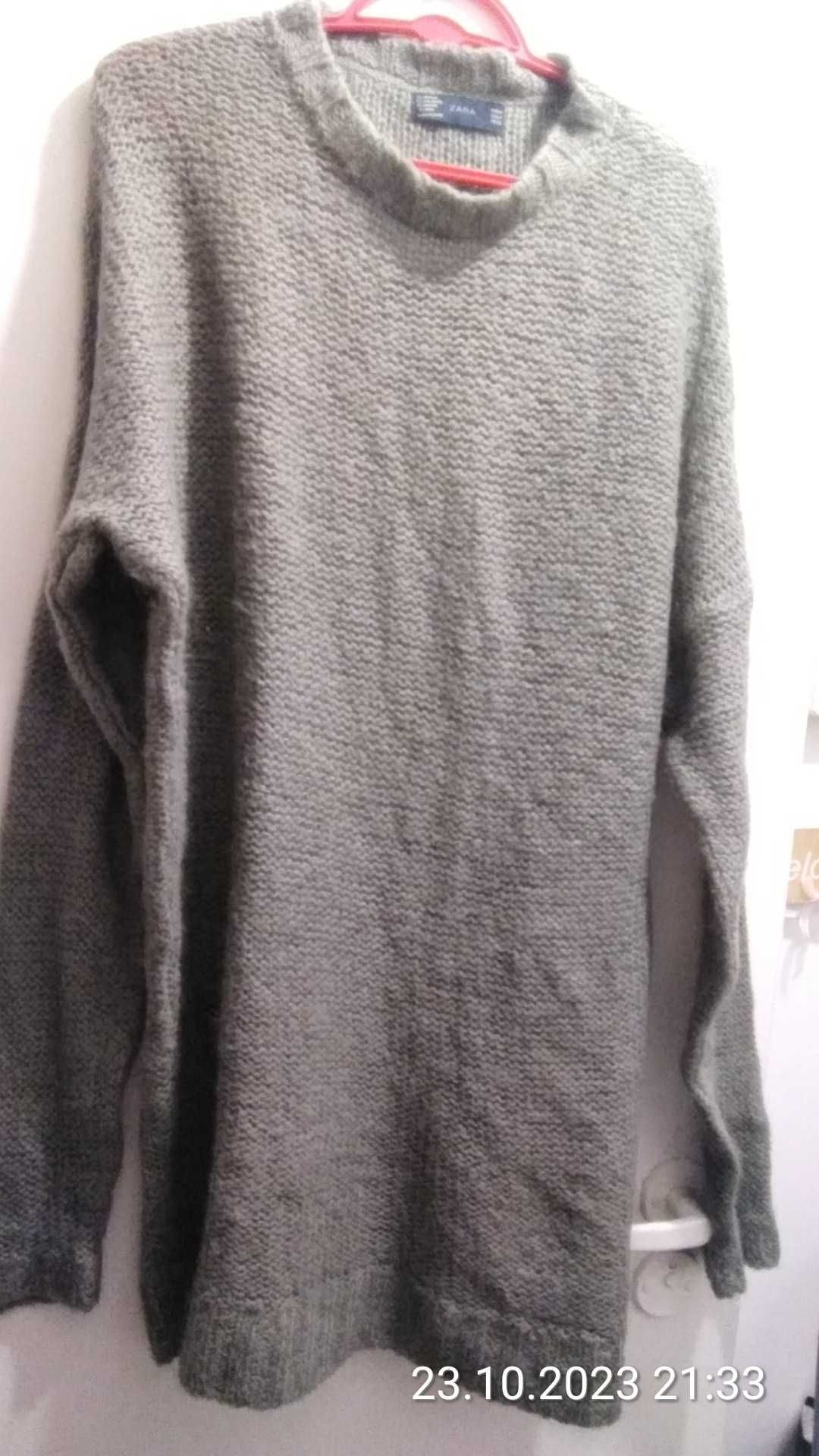 ZARA Szary, długi sweter oversize M