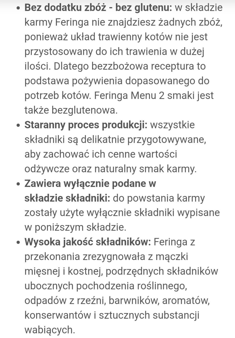 12x800g Feringa Meat Menu Drób 
Wysokiej jakości karma dla kota bez zb