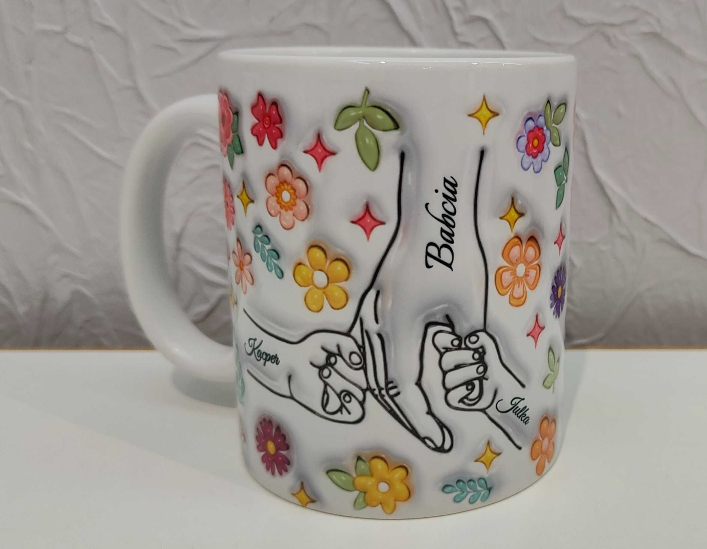 Kubek Dzień Babci i Dziadka 330ml dłonie babci/dziadka i 1-13 wnuków